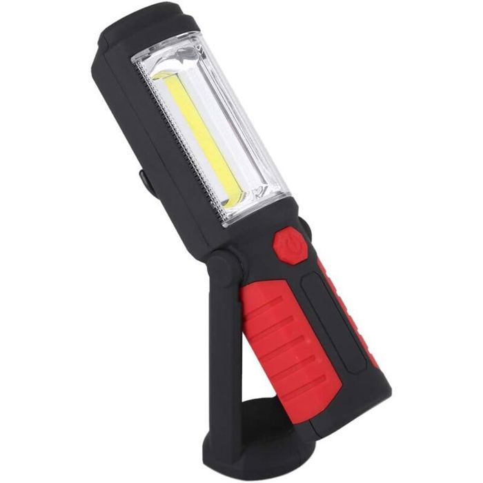 Lampe de poche LED mains libres Lampe de travail LED COB 3W 2 en 1 Camping/Randonnée/Voiture/Garage/Atelier Torche Deux modes