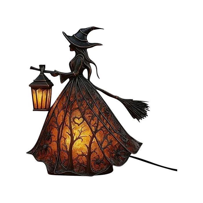 Lampe décorative gothique en forme de chapeau de sorcière - WINLLINEE - Fait main - Verre teinté - Veilleuse décorative