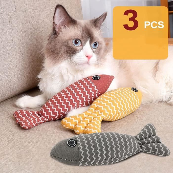 Comparer les prix de 3 Pcs Jouet Poisson Interactif pour Chats,Jouet Herbe à Chat - Jouant À Mâcher Nettoyage des Dents