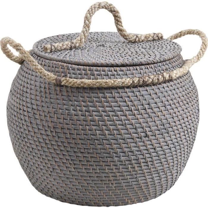 Coffre De Rangement Boule En Rotin Et Corde Coffre - Achat / Vente