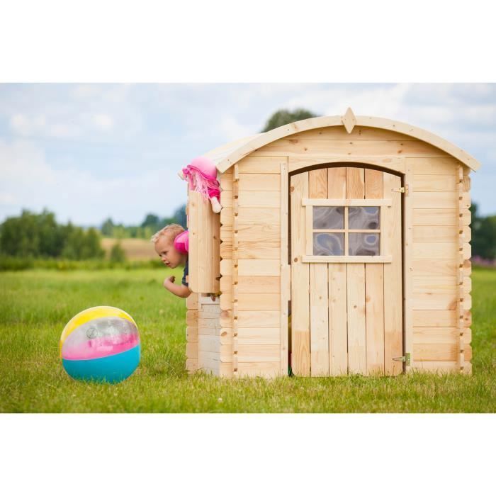 Maisonnette en Bois pour enfant - TIMBELA - H145 x 105 x 130 cm - Ep. 19 mm - Pin / épicéa