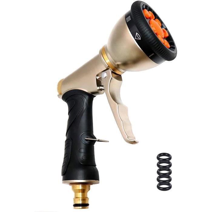 Pistolet Jardin Lavage Voiture Pulvérisateur Jardin,Pistolet à Eau Haute Pression, Tuyau D'eau, Joint Buse Laiton 4 Modes