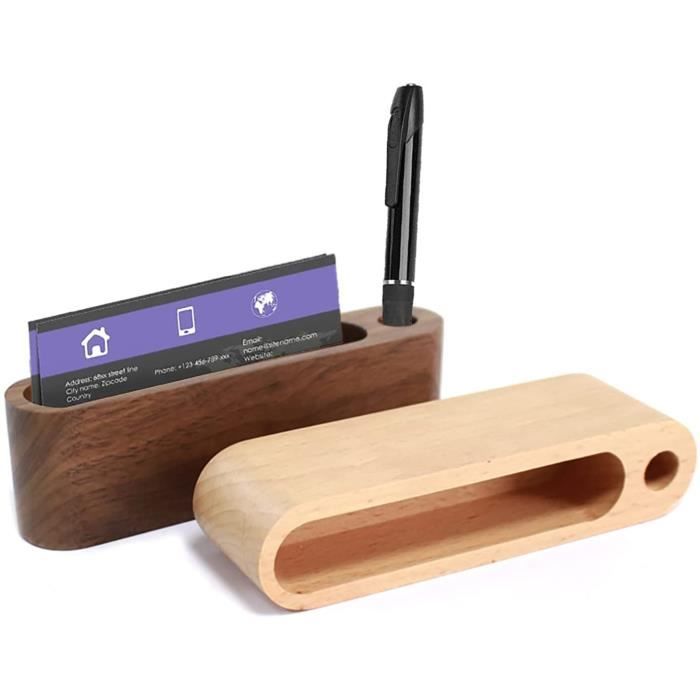 Porte-Cartes De Visite En Bois Massif - Support Bureau 100x40mm - Design Minimaliste