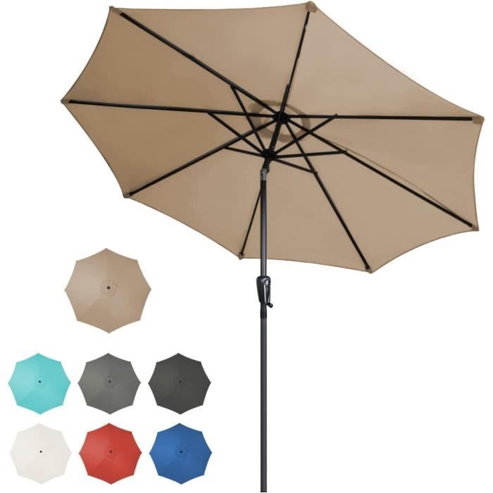 BelleMax LED Parasol de Jardin Parasol Inclinable 270cm, Kaki Parasol