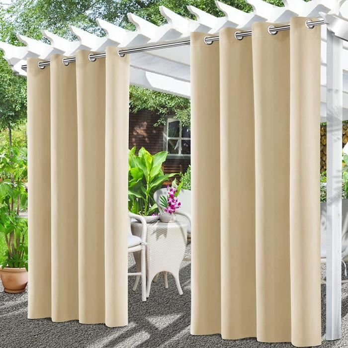 Syhi Qlty Rideaux d'extérieur Imperméable, Rideau Occultant Thermiques Rideau Exterieur Terrasse Rideau pour Pergola Tonnelle Cabane Jardin, 1 Pièce 132 x 213 cm, 3D Lac Paysage