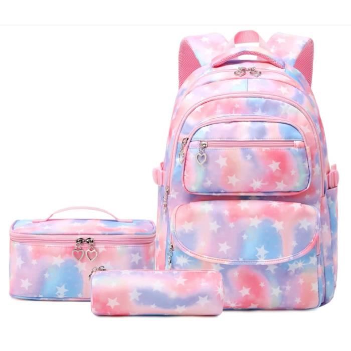 Sac a Dos Fille Pièces avec Trousse et Sac Isotherme, Cartable