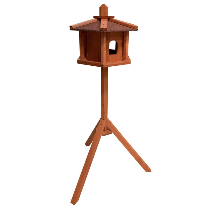 Mangeoire Oiseaux Relaxdays Sur Pied - Maisonnette En Pin, 117cm, Vert/nature