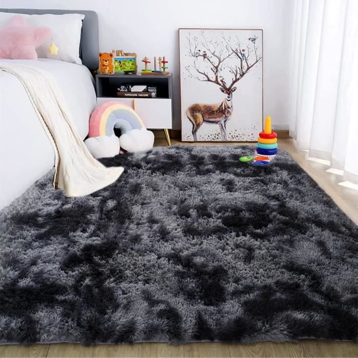 Tapis Moelleux Lavable 90 X 280 Cm - Antidérapant, Doux, Gris Foncé, Pour Chambre, Salon, Bureau