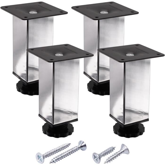 Support Lit Réglable 18-33 Cm Métal GOYADA Lot De 2 Pieds De Lit Réglables 18-33 Cm - Pieds Sommier Métal Noir Sans Perçage - Forme T