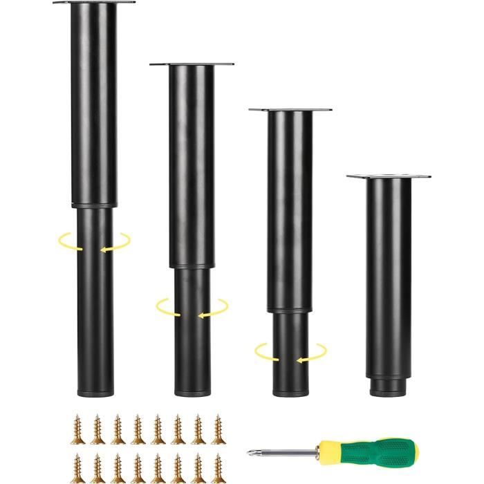 Pieds De Meuble Réglables BRESKO - Hauteur 85-195mm - Charge 450kg - Style Industriel - Lot 2 à 10 Pieds - Pour Cuisine, Salon