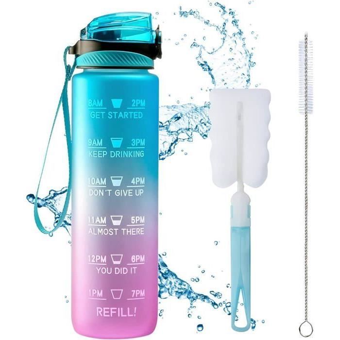 Gourde Sport 1 Litre, Bouteille d'eau Avec Paille, sans BPA, avec
