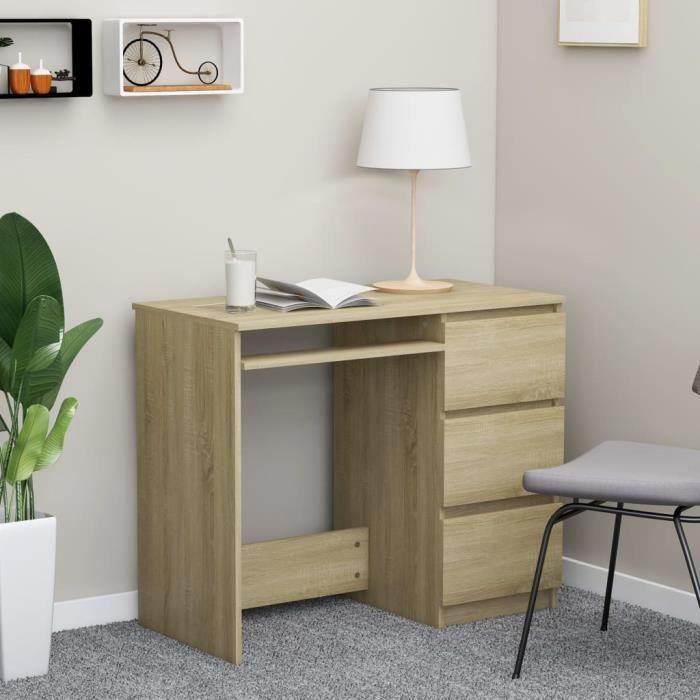 Bureau Chêne sonoma 90x45x76 cm Aggloméré-TIPTOP-co
