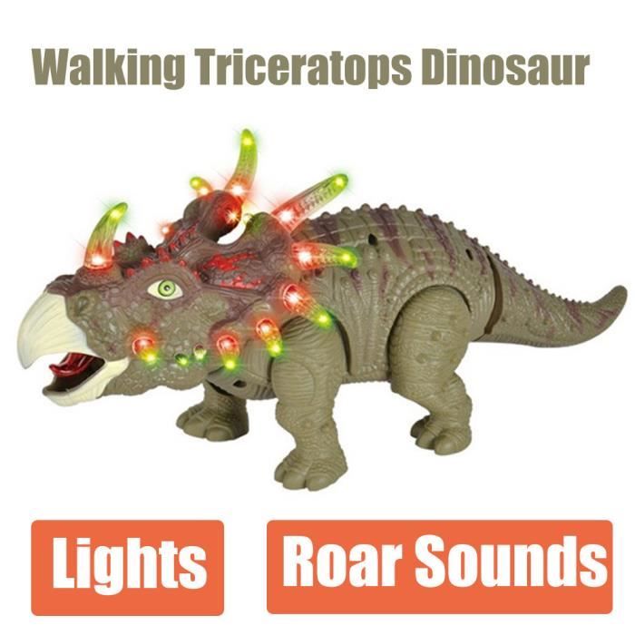 Figure De Dinosaure Triceratops Avec Lumieres Qui Sonne Mouvement Reel Enfants Jouet Cjl Console Educative Cdiscount Jeux Jouets