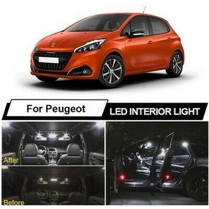 Peugeot 208 Pack LED ampoules éclairage intérieur Blanc 6000K