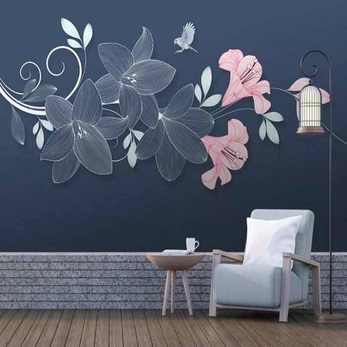 Papier Peint Mural 3D Belle Arbre De Fleur Rose Licorne Intissé Murales