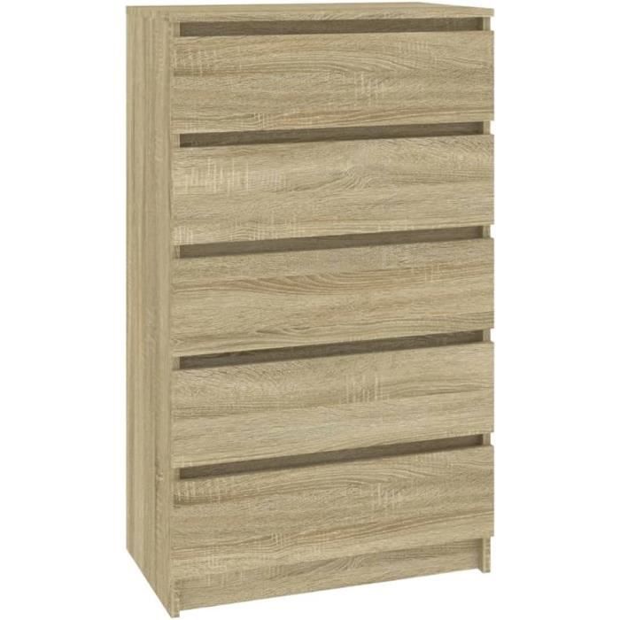 Commode - Chêne Sonoma - 60x36x103 cm - Bois dingénierie - Marron