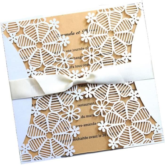 Kposiya Lot De 100 Boîtes à Dragées De Mariage Découpées Au Laser