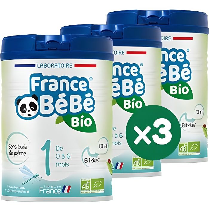 France Bebe Bio Lait Infantile 1er Age En Poudre 0 A 6 Mois Bifidus Sans Huile De Palme Pack De 3 Boites De 800g Achat Vente