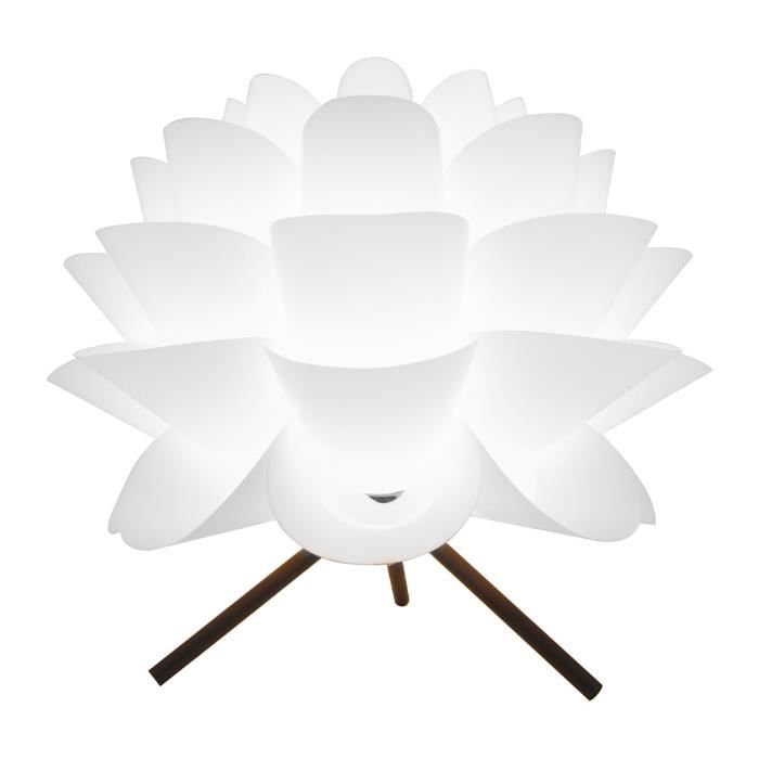 Lampe à poser - Design - Métal Noir et PVC Blanc - Compatible LED E27 - 60W max - Intérieur