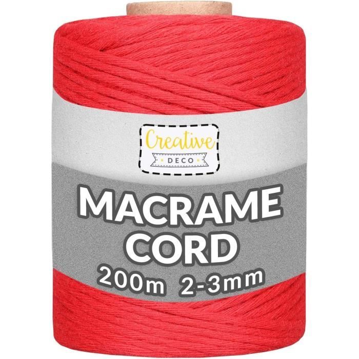 Corde Macramé Bleu Pastel 3mm X 200m - Coton/Polyester - Pour DIY, Décoration, Jardin, Emballage Cadeau
