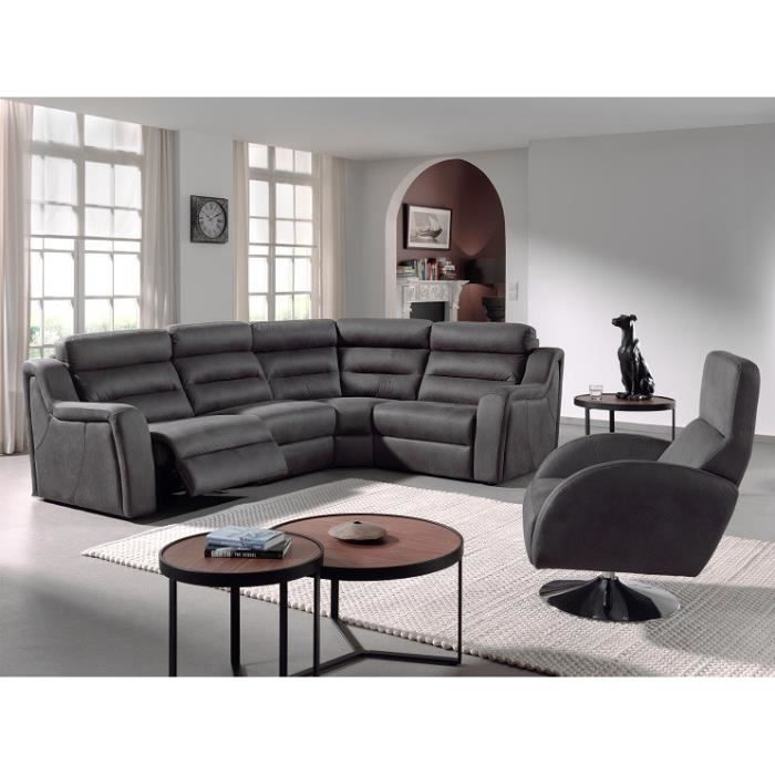 Canape D Angle Avec 2 Relax Electriques Tissu Microfibre Kira L
