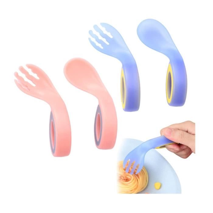 Cuillères Bébé Silicone,4pcs Couverts Ergonomiques Bébé,Cuillère pour
