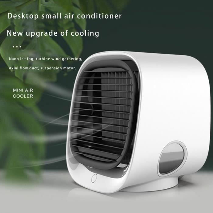 Mini Climatiseur Ventilateur de Bureau avec Lampe de Nuit LED - Blanc