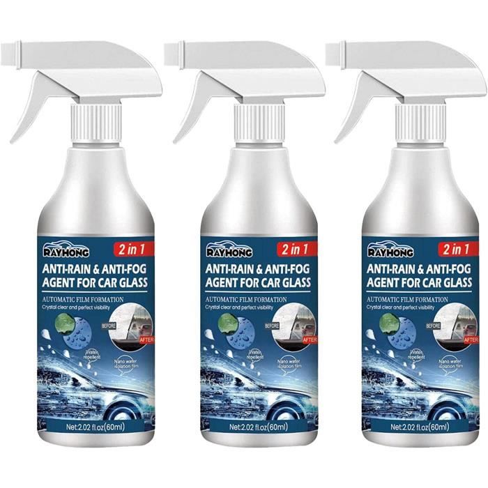 3Pcs Multi-Usage Anti Fog Rain Spray pour vitres de Voiture, Pare-Brise, Miroirs et Lunettes de Natation, Anti Brouillard Spray