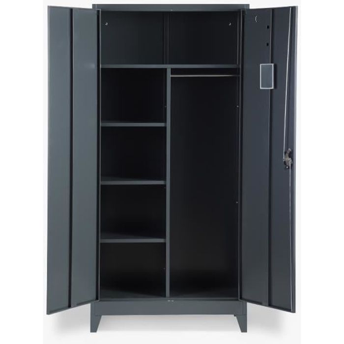 Armoire de bureau 2 portes 90x40 H180 en métal avec porte-documents