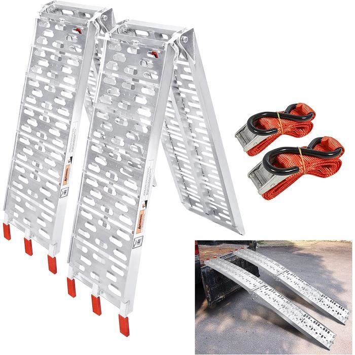 Anfun Rampe de chargement pliable en aluminium pour moto 340 kg chacune, 2 pièces