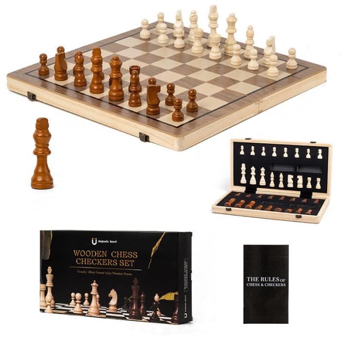 Jeu déchecs-Echiquier-Echiquier Bois-Echiquier Magnetique-39x39cmPliable-pour Enfants AdultesJeux d
