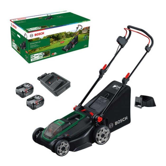Tondeue sans fil BOSCH Rotak 18V2 43 Lame 43cm 2 batteries 18V + chargeur