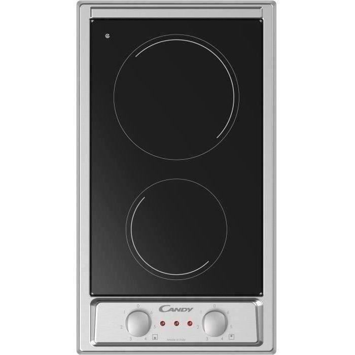 Plaque de cuisson vitrocéramique CANDY Idea - 2 foyers - L 30cm - CH32XK - Inox