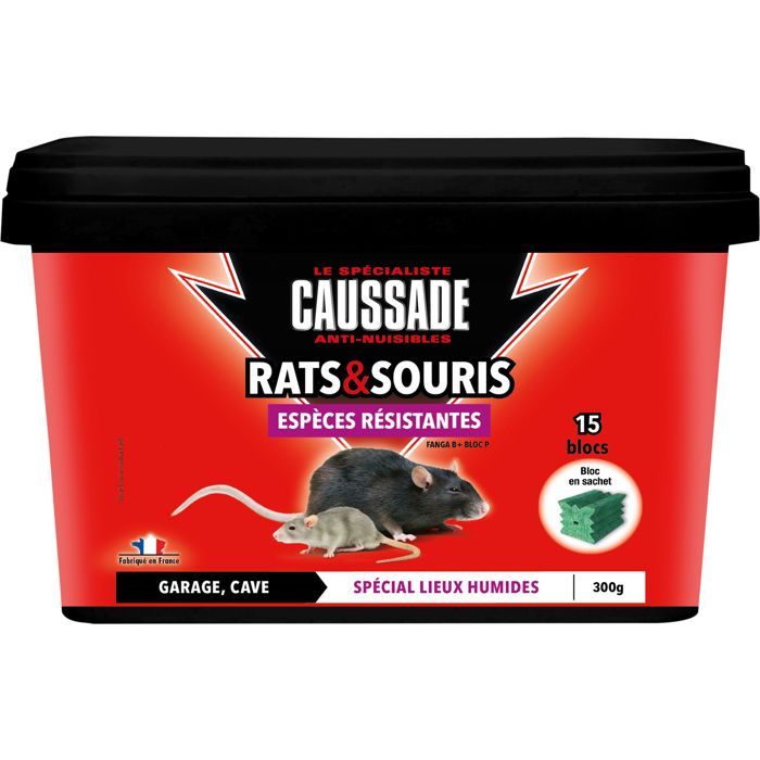 Caussade CARSBLBF300 Anti Rats & 15 Blocs Lieux Humides Garage Cave Especes resistantes - vue 2