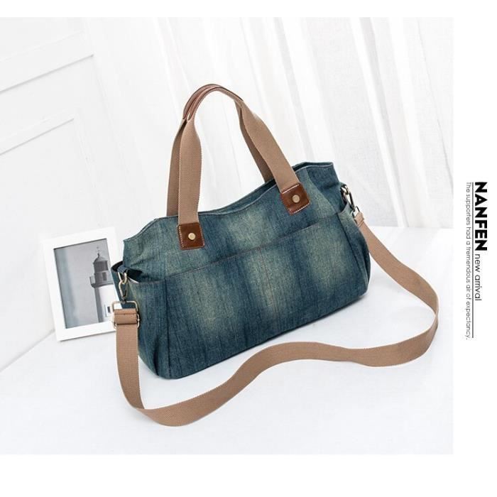 Farcauo Sac à Bandoulière En Denim Vintage - Grand Sac Fourre-Tout Pour Femmes