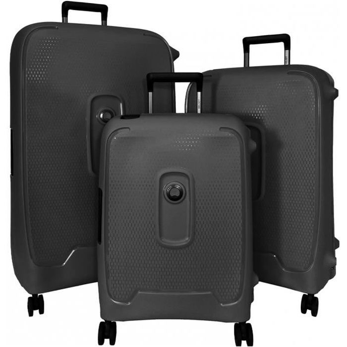 Set de 3 valises 55cm-69cm-82cm Polypropylène Noir - moncey3 - Marque française