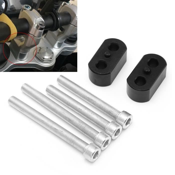 Rehausseur Guidon Moto Universel 22mm Alliage Aluminium - Barre Montante Noir