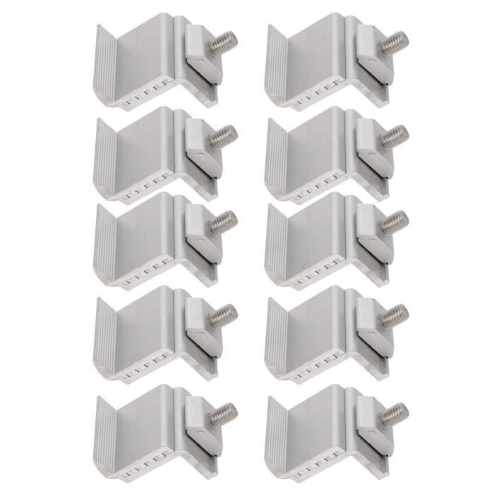 Kit De 12 Supports Pour Panneaux Solaires 30 Mm - 8 Pinces Z Bords + 4 Pinces T Centrales, En Aluminium - 3