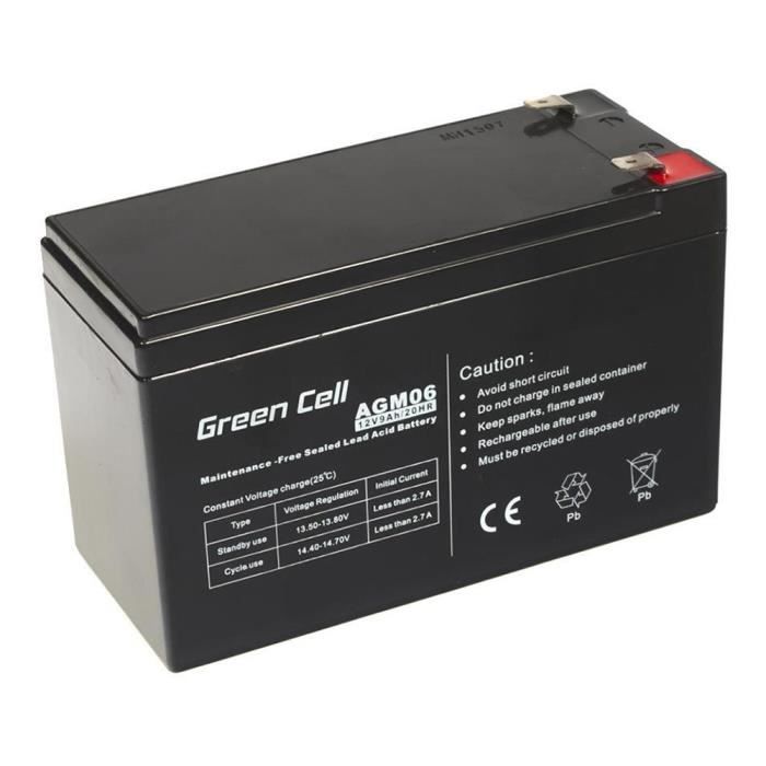 Batterie AGM VRLA - Green Cell - 12V 9Ah - Dimensions 151x65x98mm - Terminal F2 - Sécurité anti-fuite