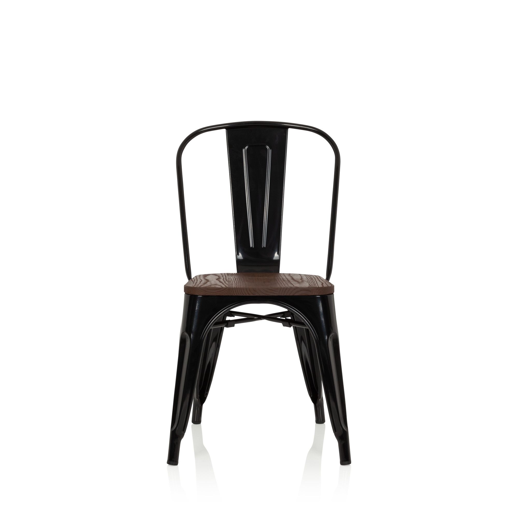 chaise vantaggio comfort w métal noir / assise bois foncé hjh office