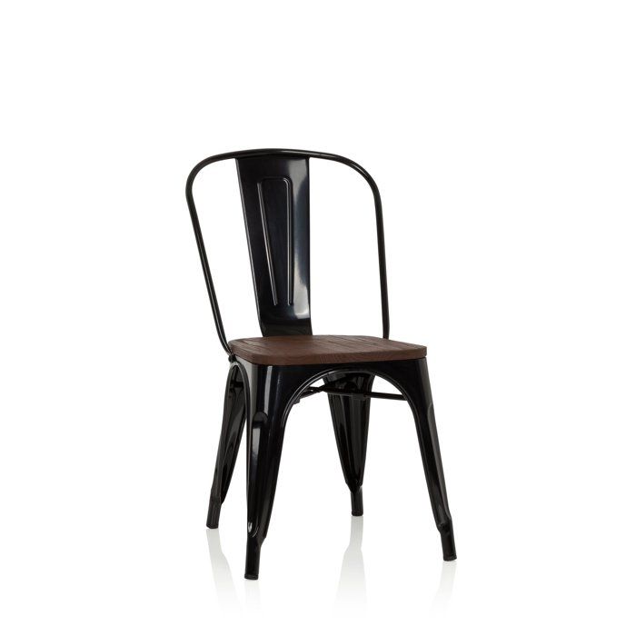 Chaise de bistrot - hjh OFFICE - VANTAGGIO COMFORT W - Noir - Acier / Bois