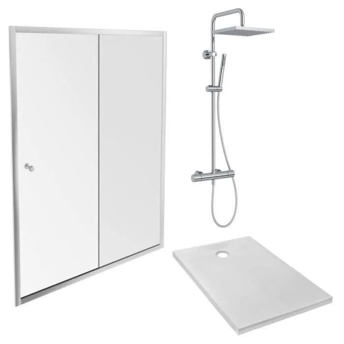 JACOB DELAFON Pack Douche IPSO E63147WPM (Receveur 140x90 + Porte