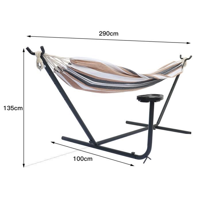 Hamac Coton Chihee 300kg - Avec Barre Écarteur Et Oreiller - Sangles Réglables Mousquetons