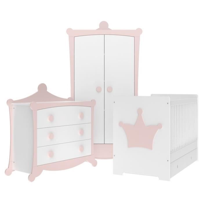 Chambre Bebe Couronne Rose Quartz Et Blanche Direct Usine Cdiscount Puericulture Eveil Bebe