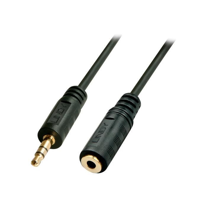 Lindy Premium Rallonge de câble audio 0.08 mm² mini stéréo-téléphone 3,5 mm (M) pour mini stéréo-téléphone 3,5 mm (F) 2 m blindé…