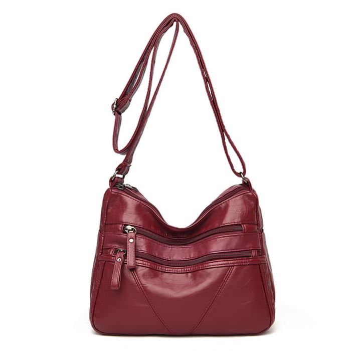 Sac à Main Cabas Bandoulière En Cuir PU Rouge - YOGODLNS - Femme - Neuf Avec Étiquettes