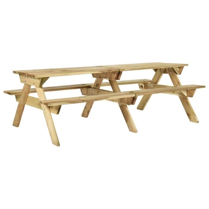 Table de pique-nique et bancs - Omabeta - Simplicité - brun - bois de pin, imprégné de vert - 220 x 122 x 72 cm(L x l x H) 740514812