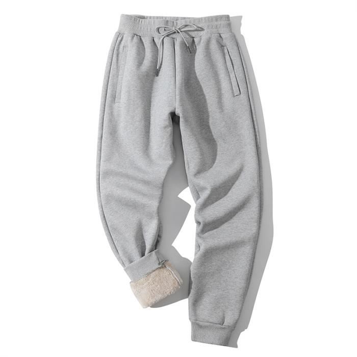 Pantalon Jogging Homme Polaire Coton Ultra Chaud Pantalons de Survêtement  Pantalon de Jogging Pantalons de Sport Hiver - Gris 1