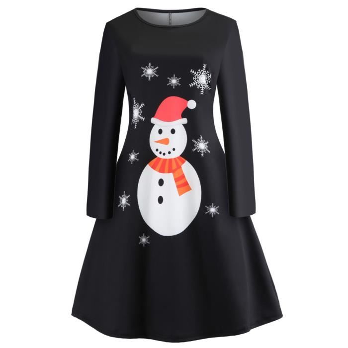 Robe de Noël vintage à manches courtes en dentelle avec motif bonhomme de neige