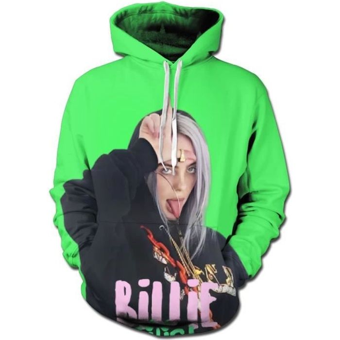Femmes Billie Eilish des vÃªtements dÃ©contractÃ©s Sweat-Shirt Sweat Ã  Capuche pour Fans A-Style-3 